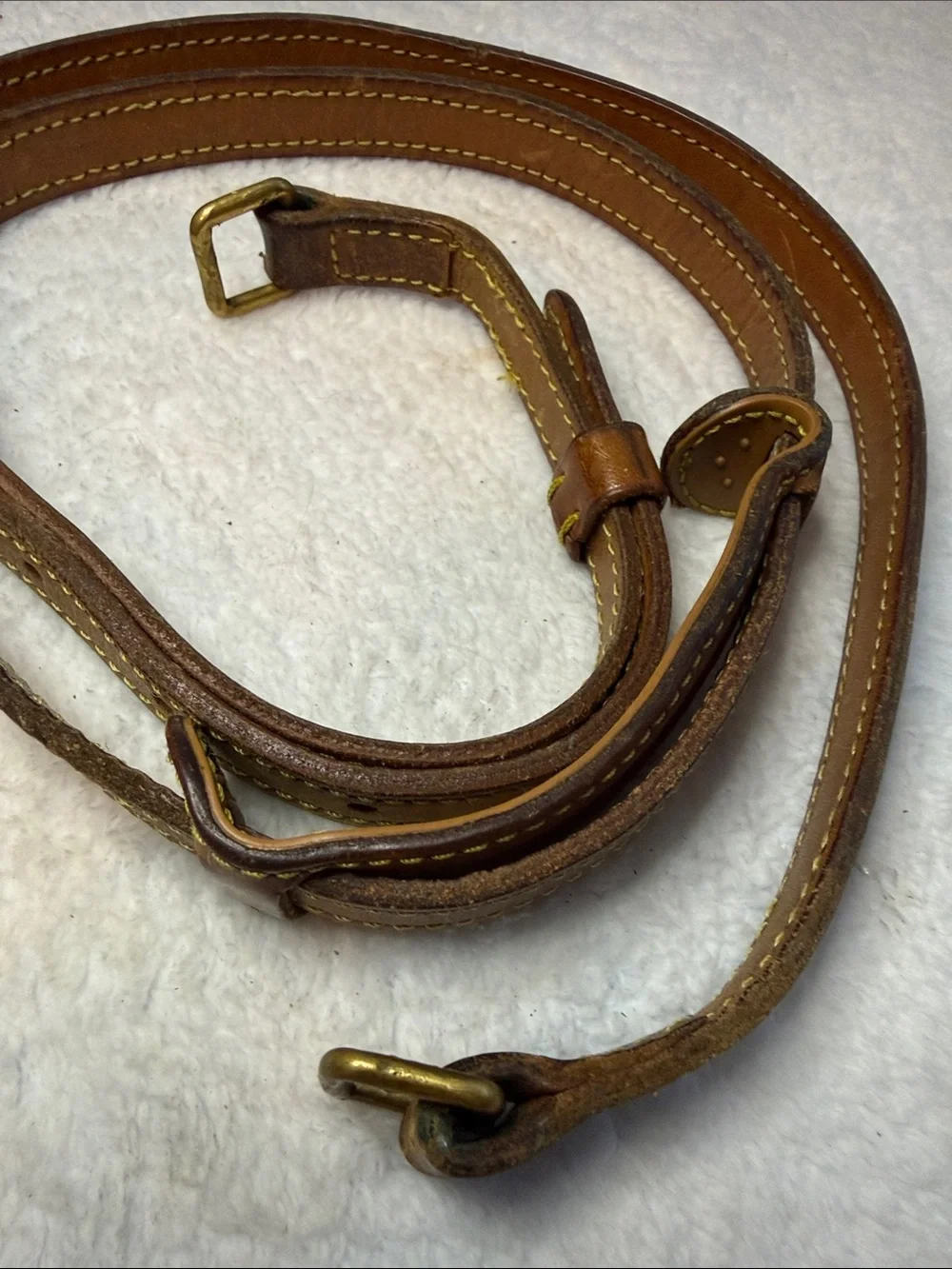 Authentic Louis Vuitton Shoulder Strap for Bags/Accessories Beige Leather Gold